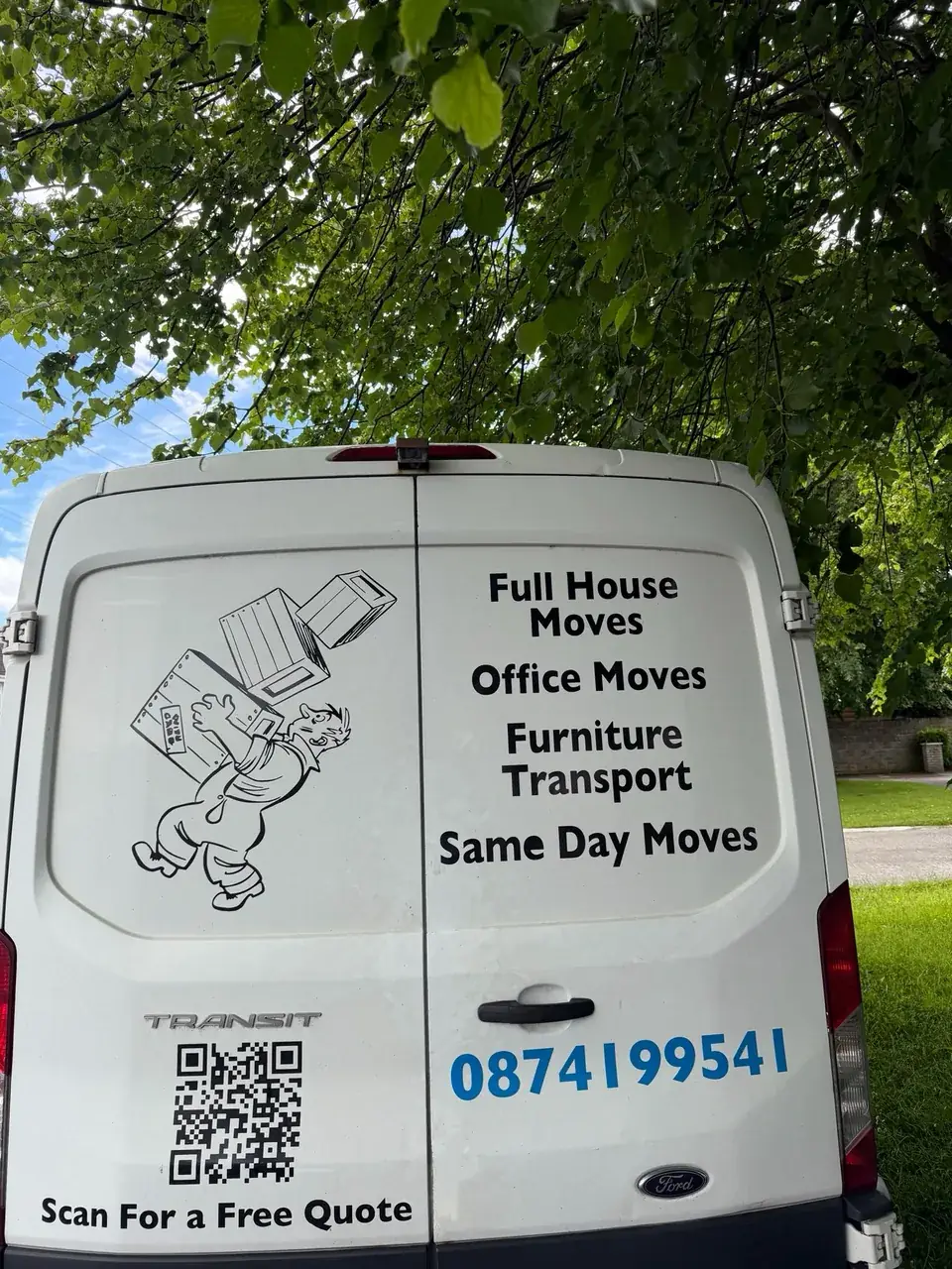 GoVans.ie branded white Ford Transit van — Man with a Van Dublin — 087 419 9541